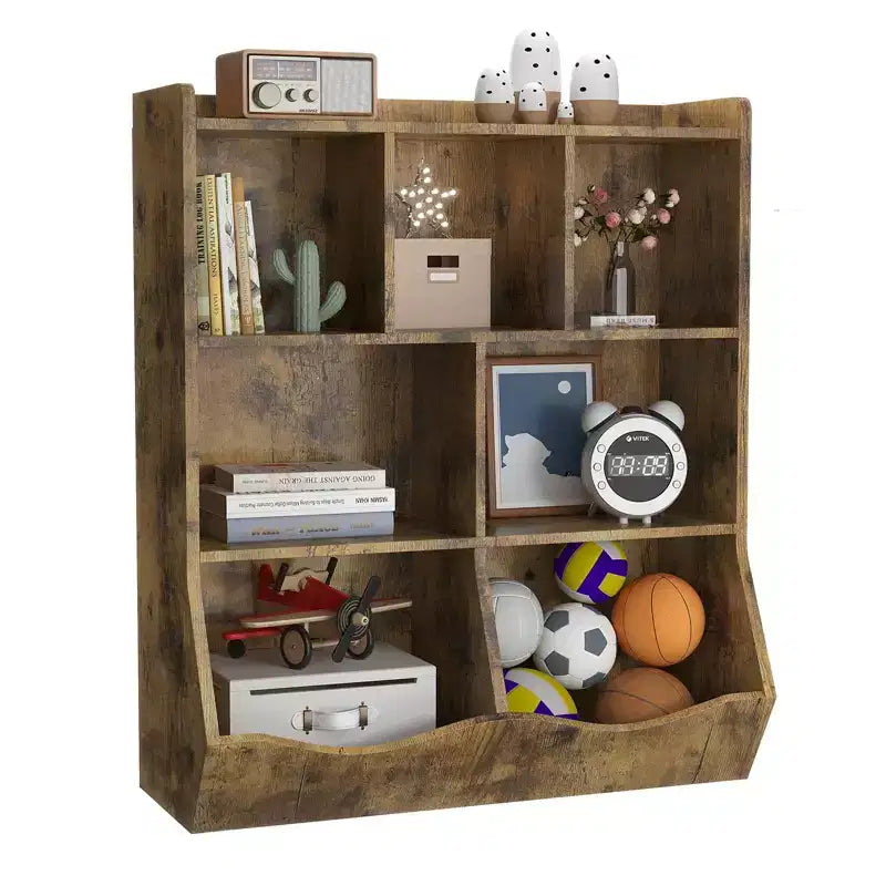 Garvee Kids Bookshelf and Toy Storage, 3-Tier Wooden Toy Storage Unit with Shelves and Compartments, Freestanding Kids Bookcase