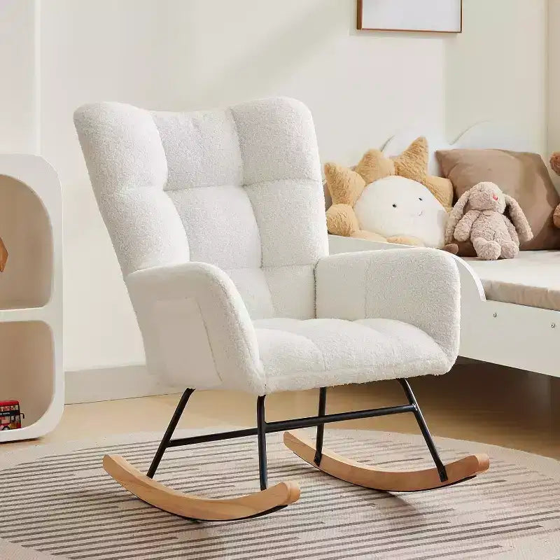 Fauteuil  Bascule pour la nurserie, Fauteuil  Bascule de Salon pour l'allaitement, fauteuils rembourrs Confortables avec Dossier Haut, Fauteuil