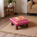 GDFStudio Smedley Modern 16 Wood and Fabric Upholstered Hand Crafted Embroideried Foot Stool