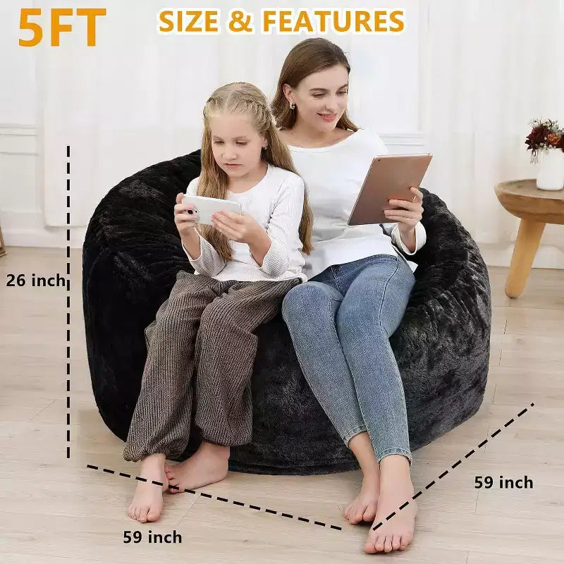 Housses de pouf uniquement, housse de canapé-pouf pour adultes pour la lecture, housse de canapé paresseux lavable et douce sans remplissage