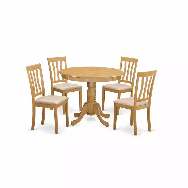HomeStock Belmont 5-Piece Kitchen Table Set, Oak