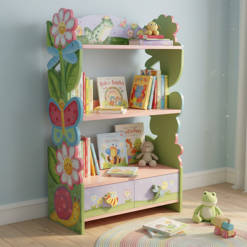 Fantasy Fields Magic Garden 3-Tier Wooden Bookcase + Storage Drawers, Multi