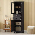 Okak Tall Freestanding Bathroom Cabinet with Glass Doors & Drawers,Floor Storage Cabinet Unit for Bathroom,Kitchen
