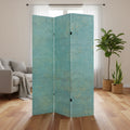 6" Double Sided Voice of the Sky Canvas Room Divider Blue - Oriental Furniture: Spruce Wood Frame, No Assembly Required