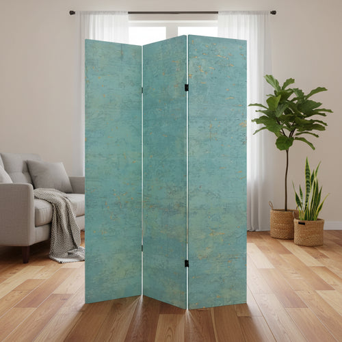 6" Double Sided Voice of the Sky Canvas Room Divider Blue - Oriental Furniture: Spruce Wood Frame, No Assembly Required