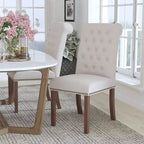 Chaise Parsons à dossier roulé, avec clous décoratifs