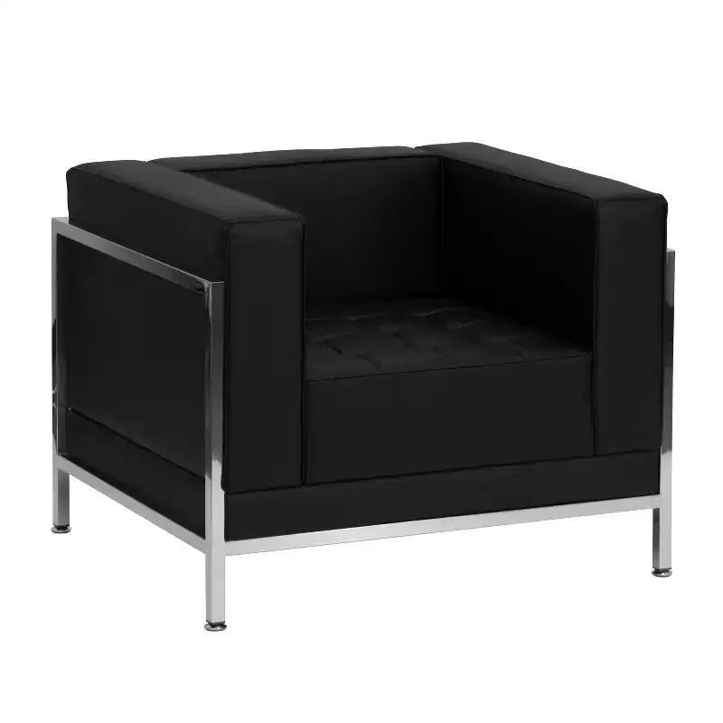 Fauteuil modulaire contemporain en cuir synthétique de la série Imagination avec siège capitonné et cadre enveloppant